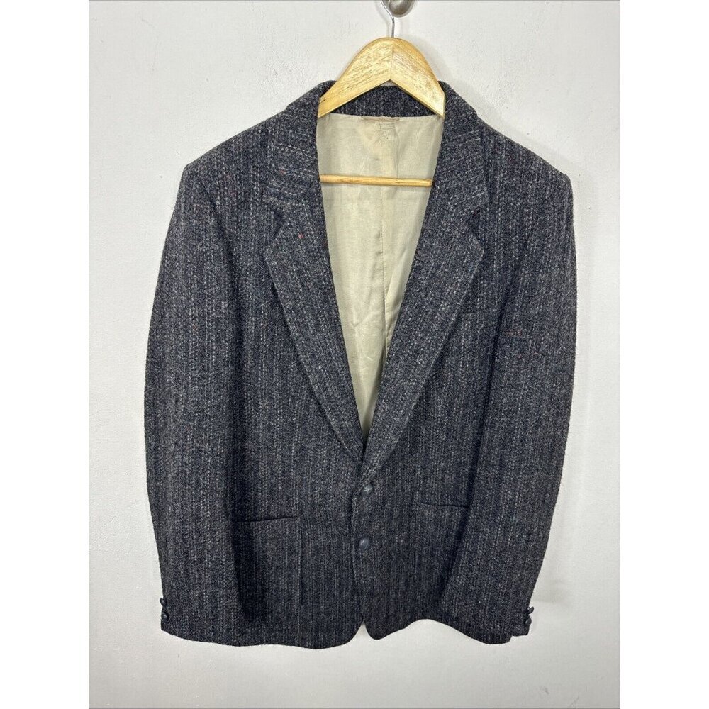 Vintage Woodwards Scotland Tweed Gray Wool Men 42 Sports Coat Blazer‎